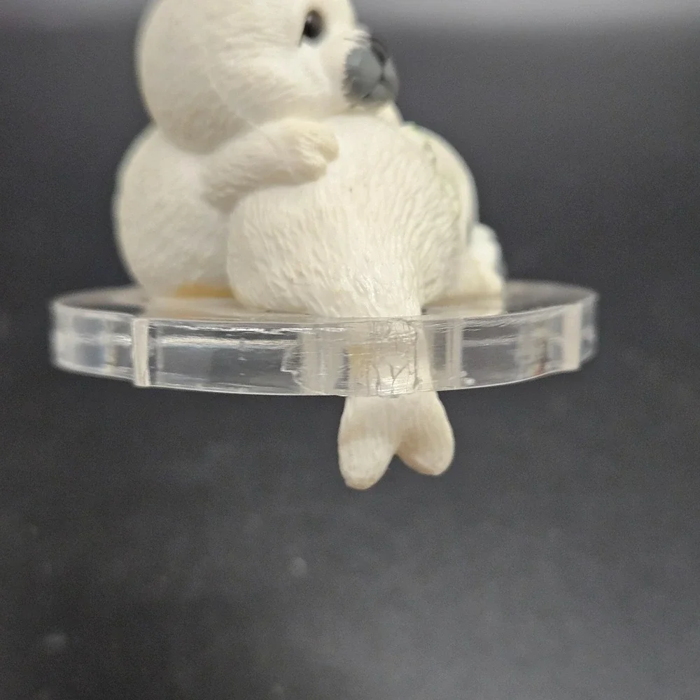 Vintage Christmas Seal Pup Ornament Polar Bear Cub Holly Bow Resin
